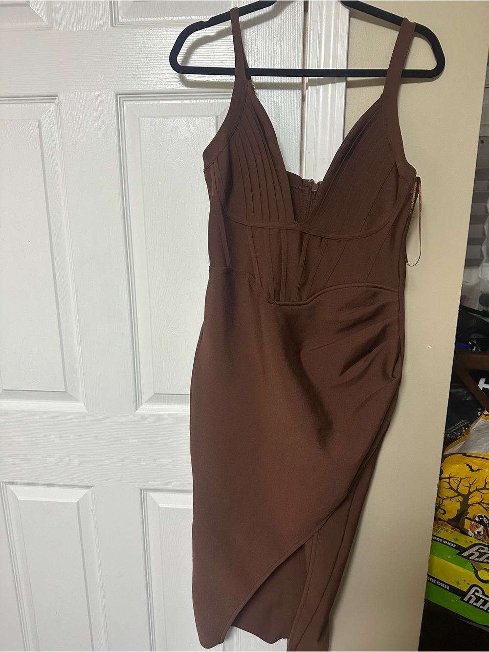 Fashion Nova Brown Sleeveless Bodycon Midi Dress